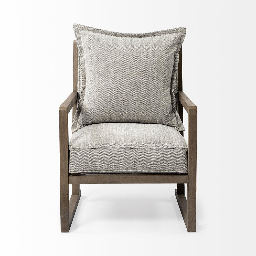 32" Ash Gray and Brown Fabric Arm Chair HomeRoots