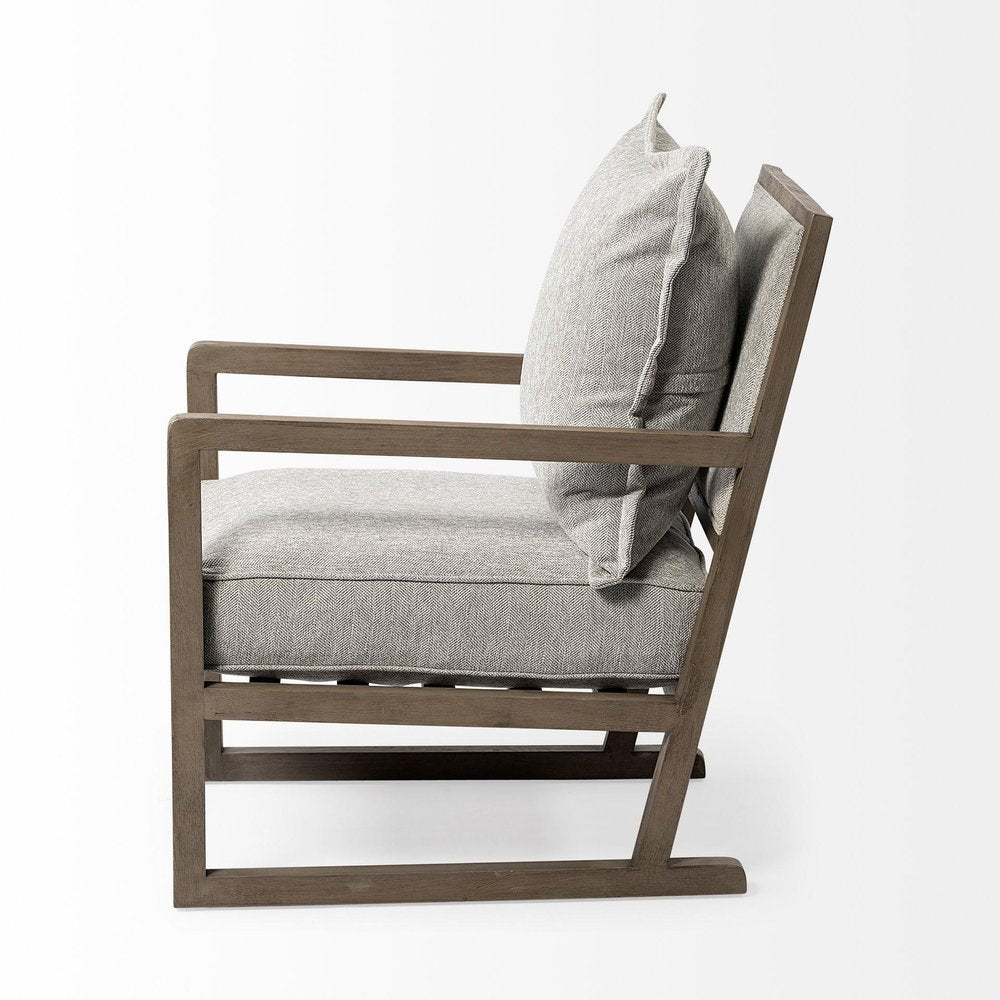 32" Ash Gray and Brown Fabric Arm Chair HomeRoots
