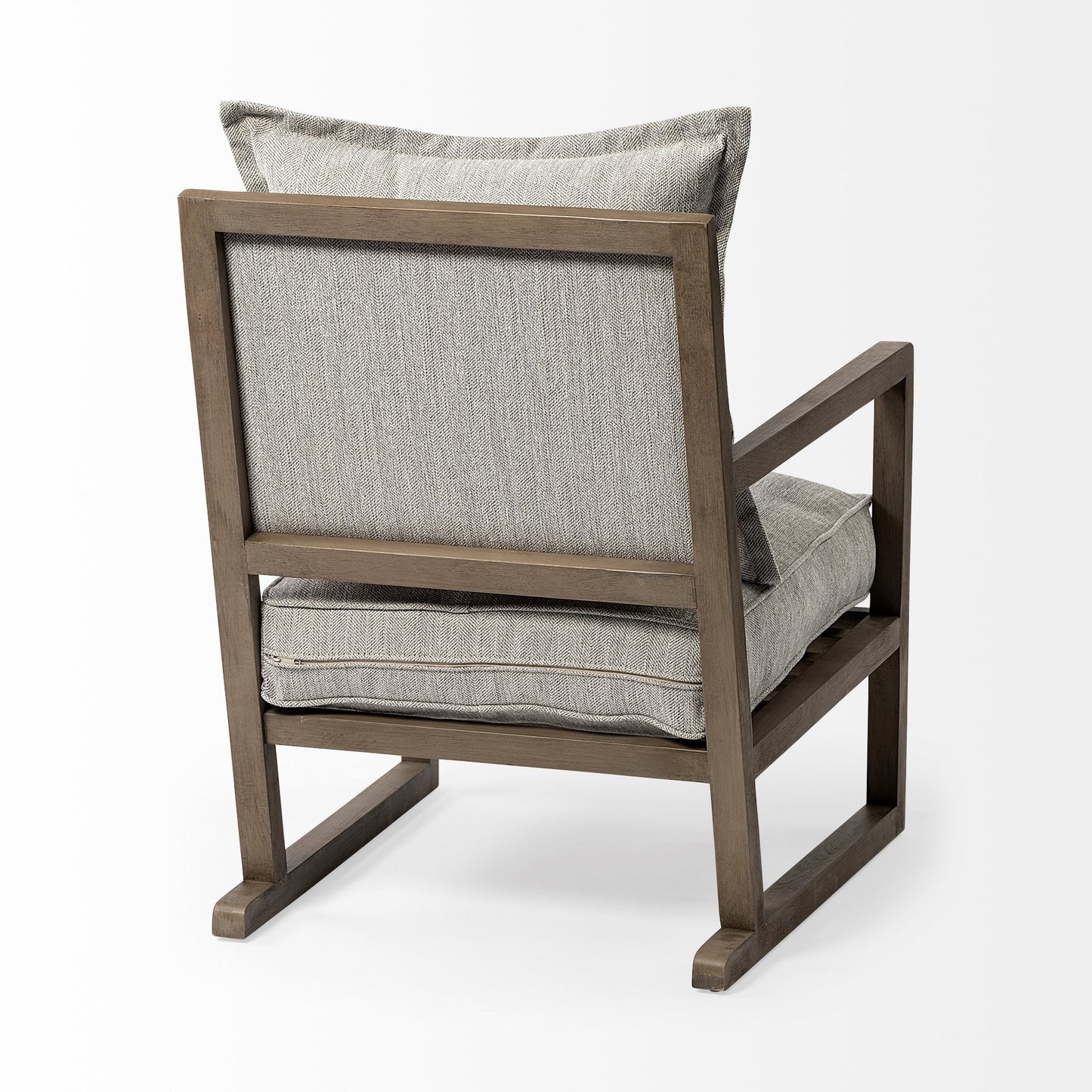 32" Ash Gray And Brown Fabric Arm Chair