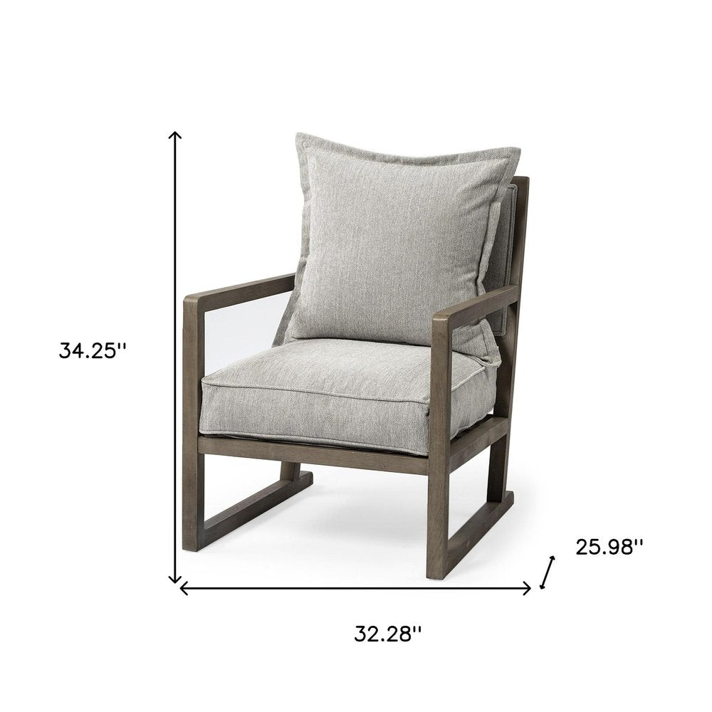 32" Ash Gray and Brown Fabric Arm Chair HomeRoots