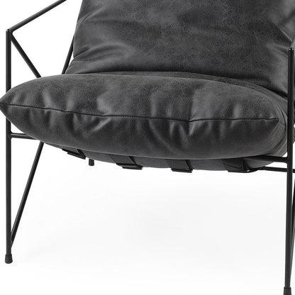 30" Black Faux Leather Distressed Wingback Chair HomeRoots