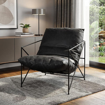 30" Black Faux Leather Distressed Wingback Chair HomeRoots