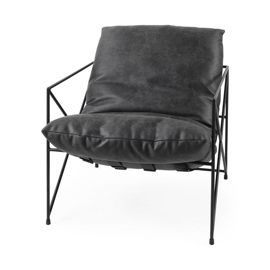 30" Black Faux Leather Distressed Wingback Chair HomeRoots