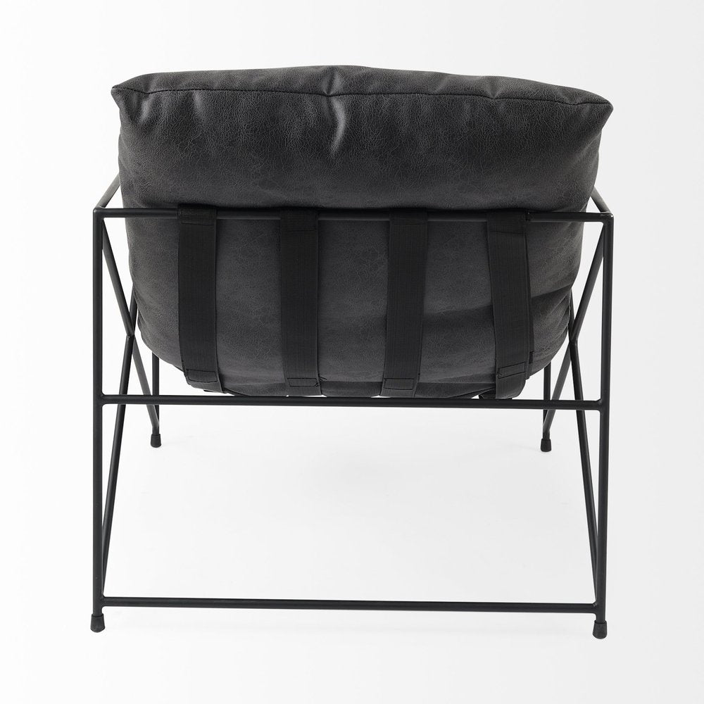 30" Black Faux Leather Distressed Wingback Chair HomeRoots
