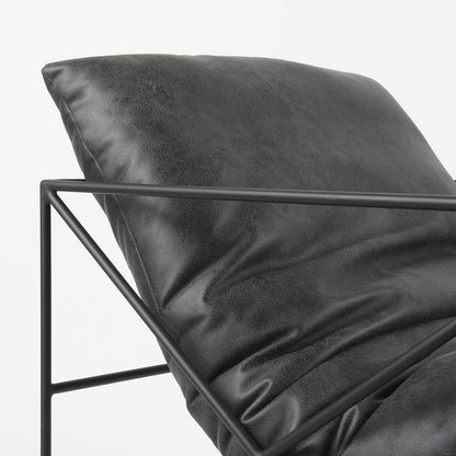 30" Black Faux Leather Distressed Wingback Chair HomeRoots