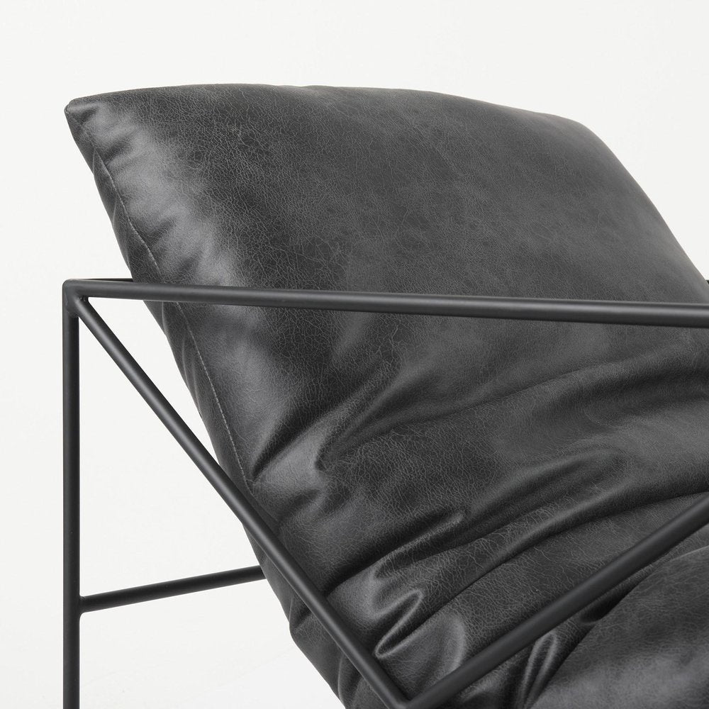 30" Black Faux Leather Distressed Wingback Chair HomeRoots