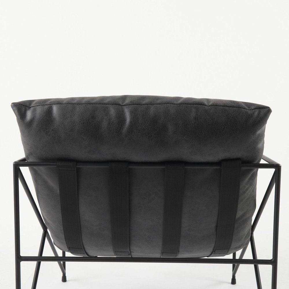 30" Black Faux Leather Distressed Wingback Chair HomeRoots