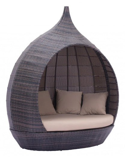 Teardrop Shaped Brown and Beige Daybed - FurniFindUSA