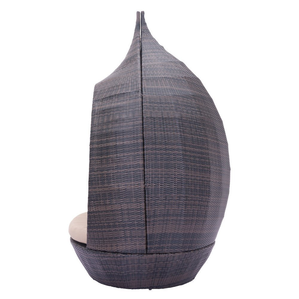 Teardrop Shaped Brown and Beige Daybed — view 3
