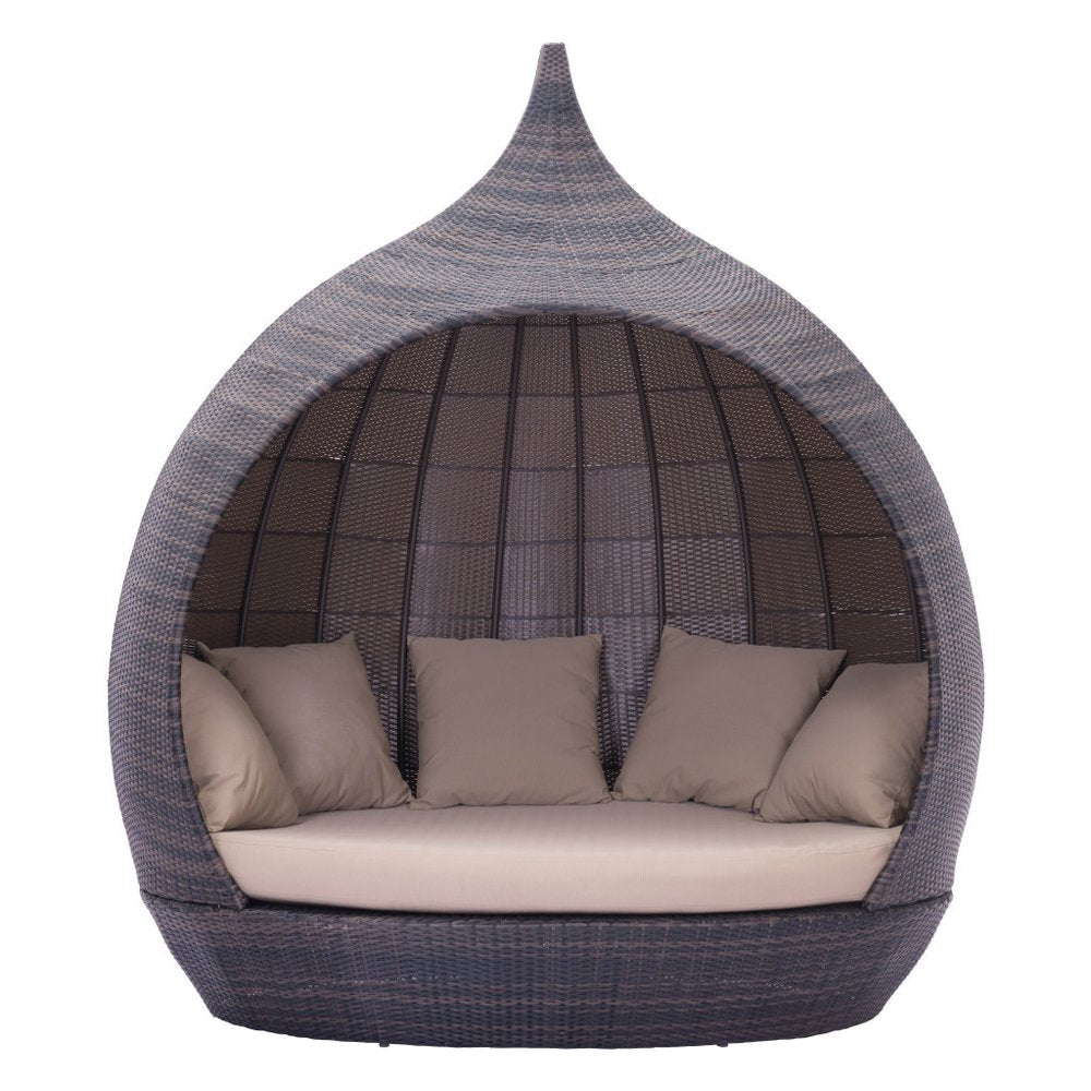 Teardrop Shaped Brown and Beige Daybed — view 4