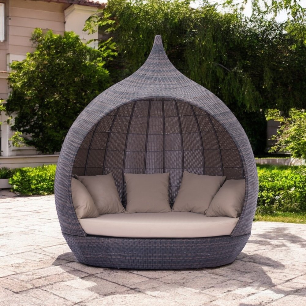 Teardrop Shaped Brown and Beige Daybed HomeRoots