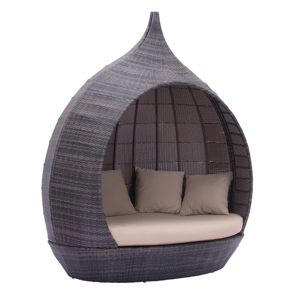 Teardrop Shaped Brown and Beige Daybed — view 8