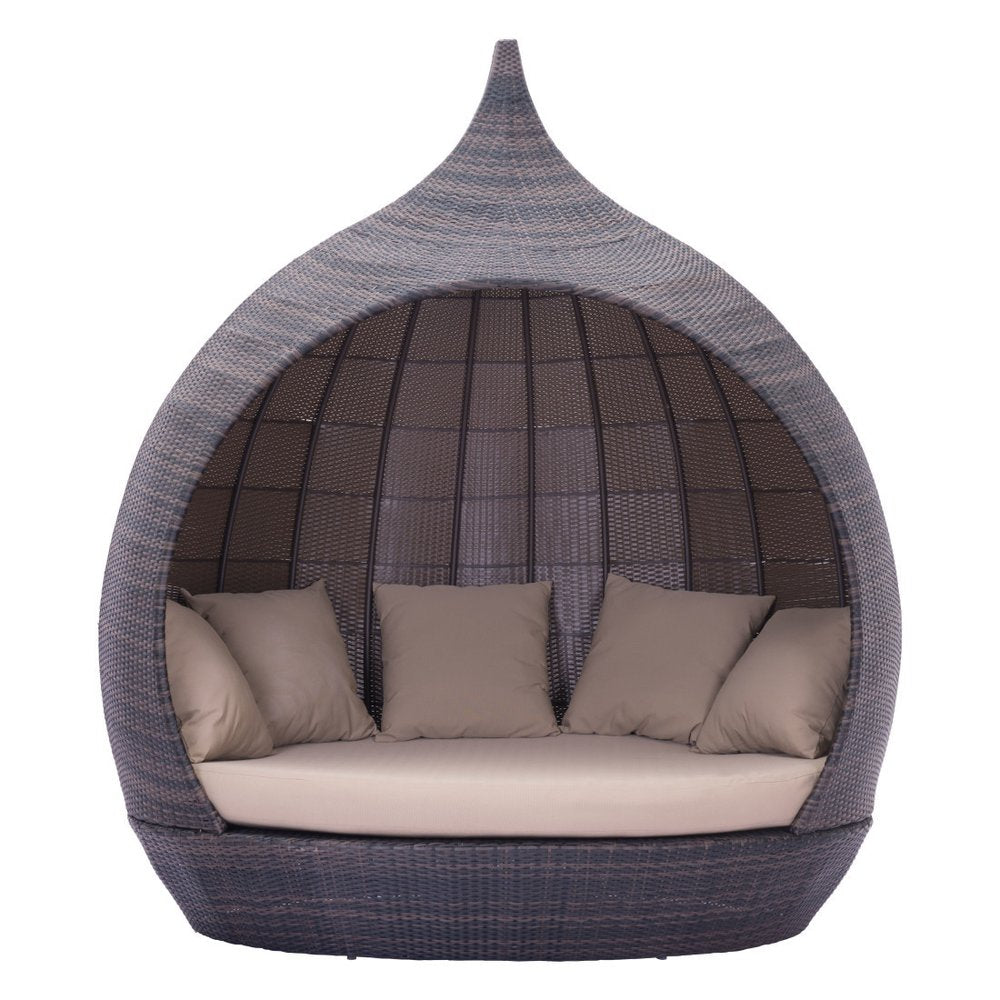 Teardrop Shaped Brown and Beige Daybed — view 10