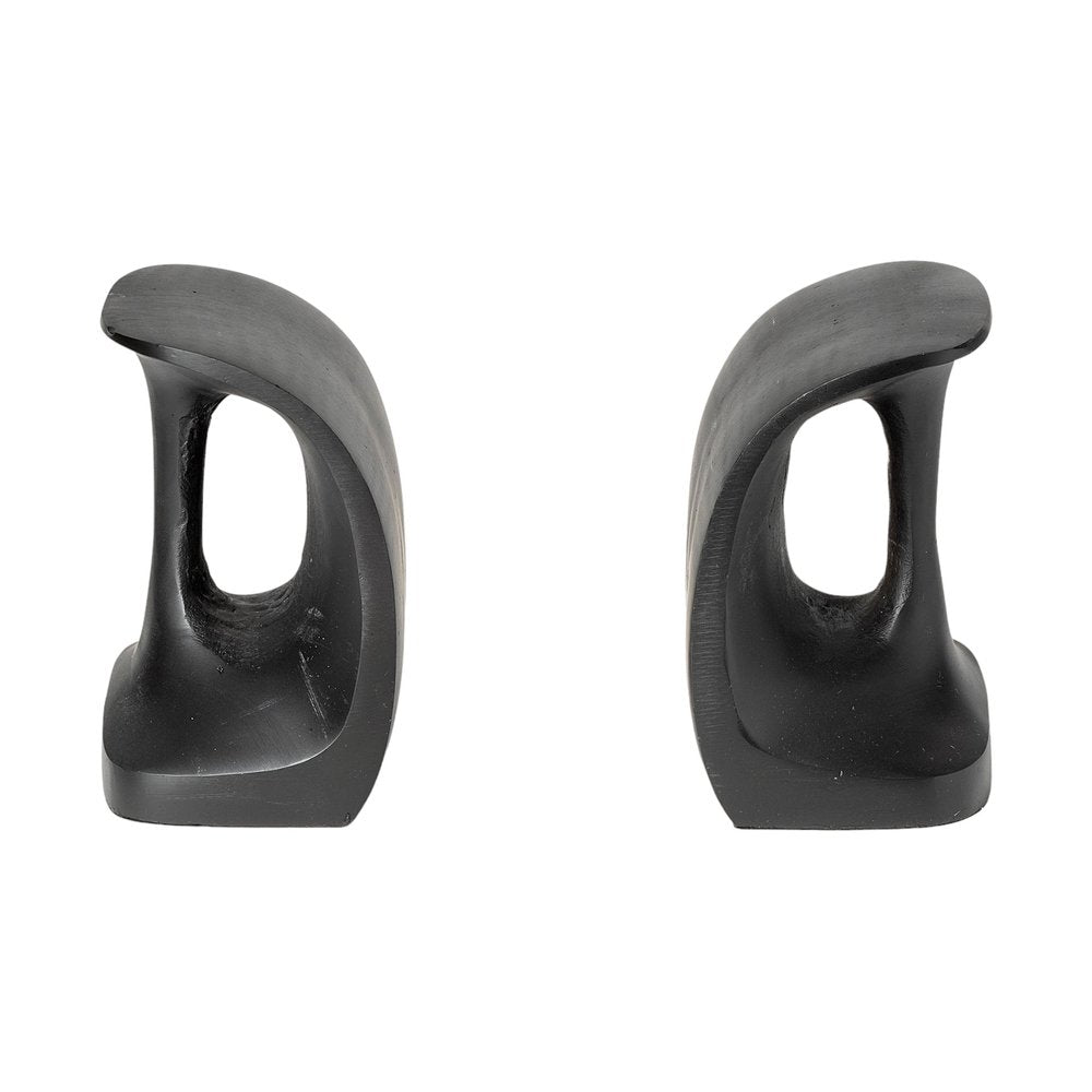 Set of Two 6" Black Metal Decorative Bookends HomeRoots