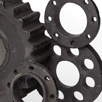 Set of Two Matte Black Industrial Cog Bookends HomeRoots