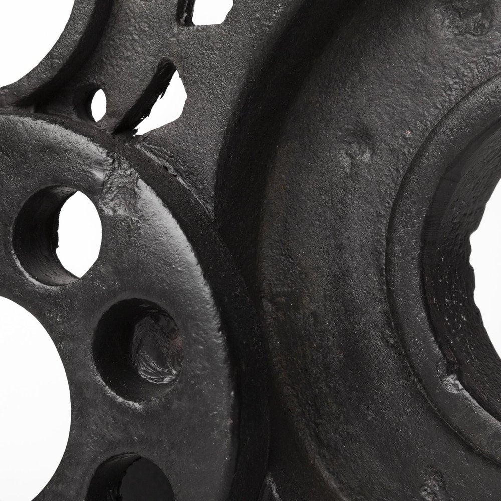 Set of Two Matte Black Industrial Cog Bookends HomeRoots