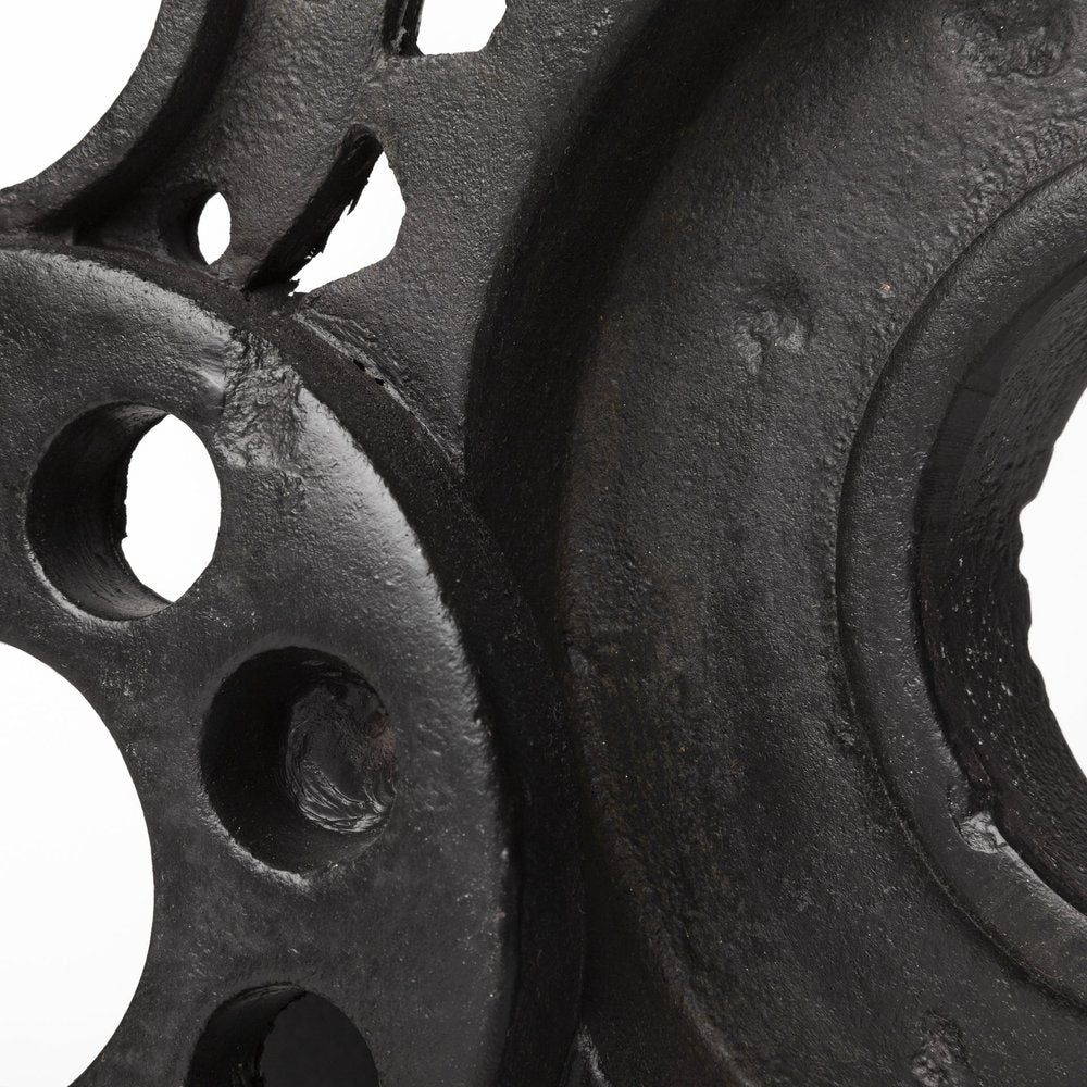 Set of Two Matte Black Industrial Cog Bookends HomeRoots