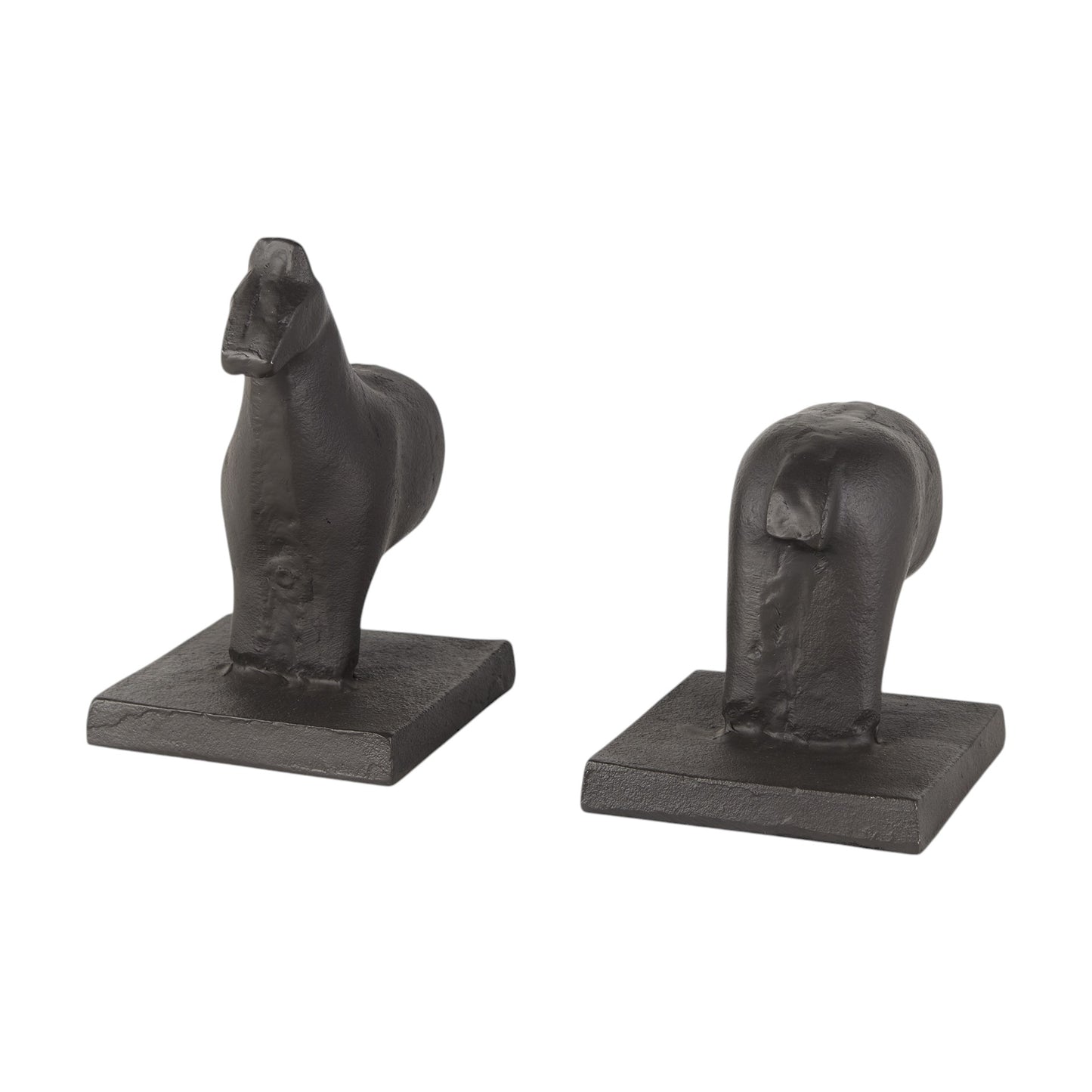 Black Cast Aluminum Horse Shaped Bookends