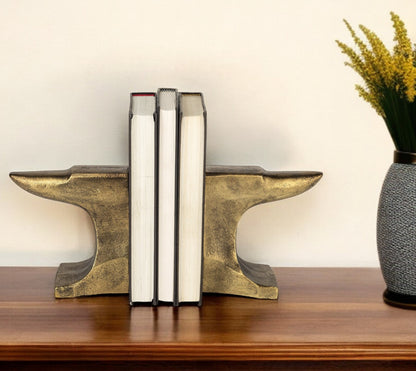 Distressed Brushed Gold Anvil Bookends