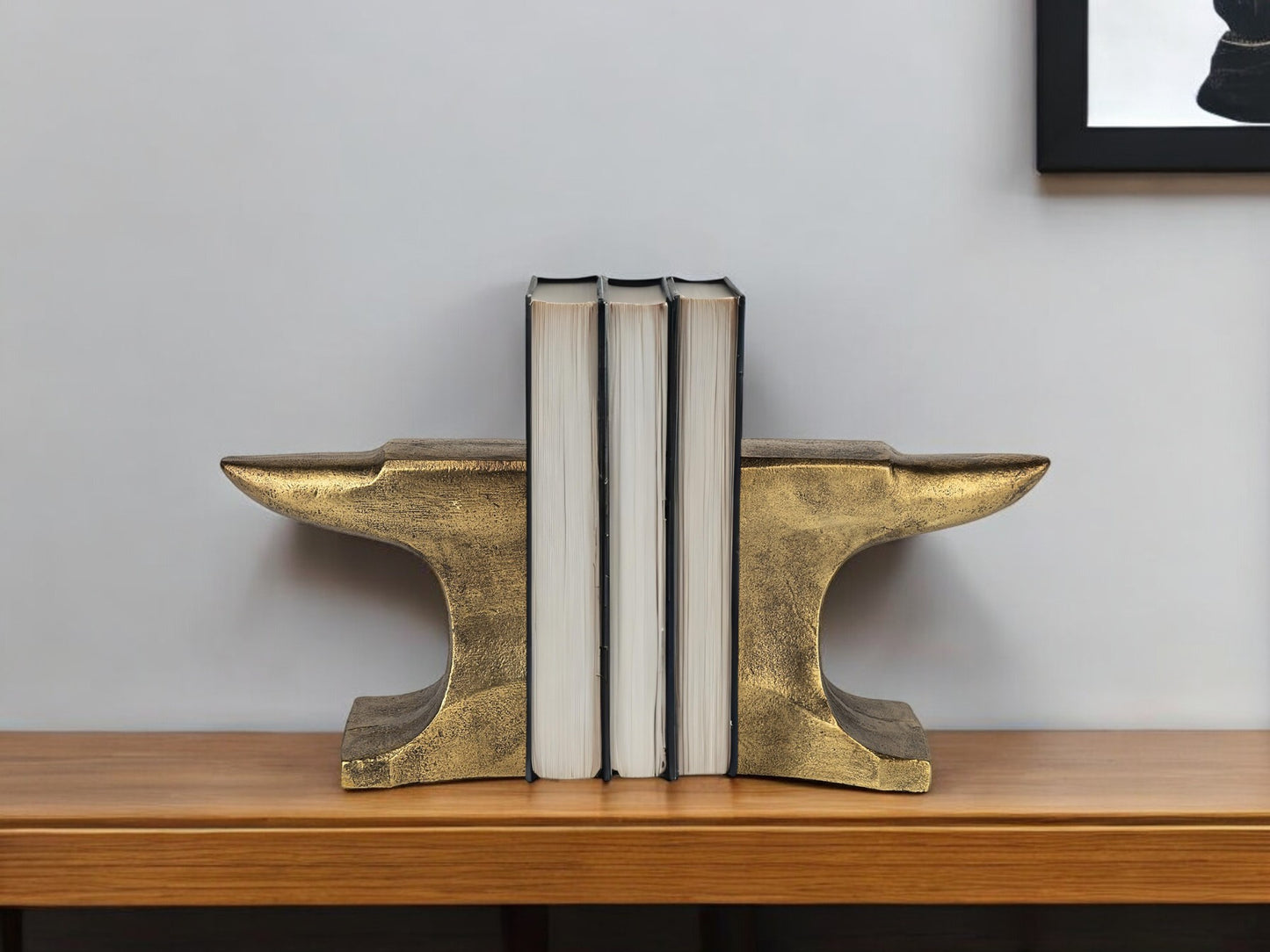 Distressed Brushed Gold Anvil Bookends