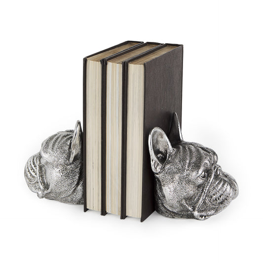 Set of Two 6" Silver Metal Dog Decorative Bookends