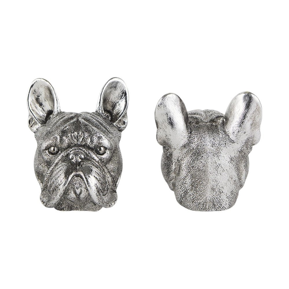 Set of Two 6" Silver Metal Dog Decorative Bookends HomeRoots