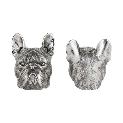 Set of Two 6" Silver Metal Dog Decorative Bookends HomeRoots
