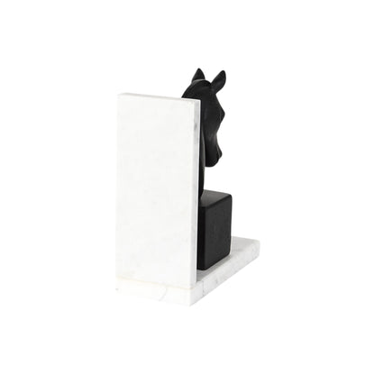 Set of Two 8" Black Glass Horse Decorative Bookends