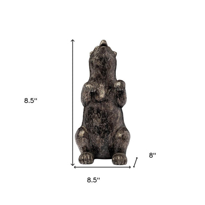 Set of Two Gray Resin Bear Decorative Bookends HomeRoots