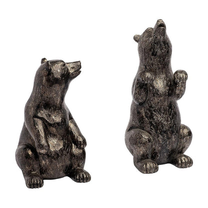 Set of Two Gray Resin Bear Decorative Bookends HomeRoots