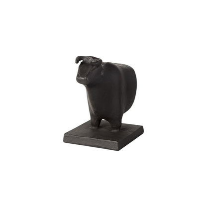 Set of Two 7" Black Fabric Bull Decorative Bookends HomeRoots