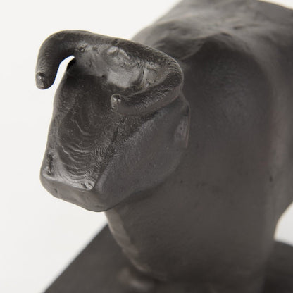 Set of Two 7" Black Fabric Bull Decorative Bookends HomeRoots