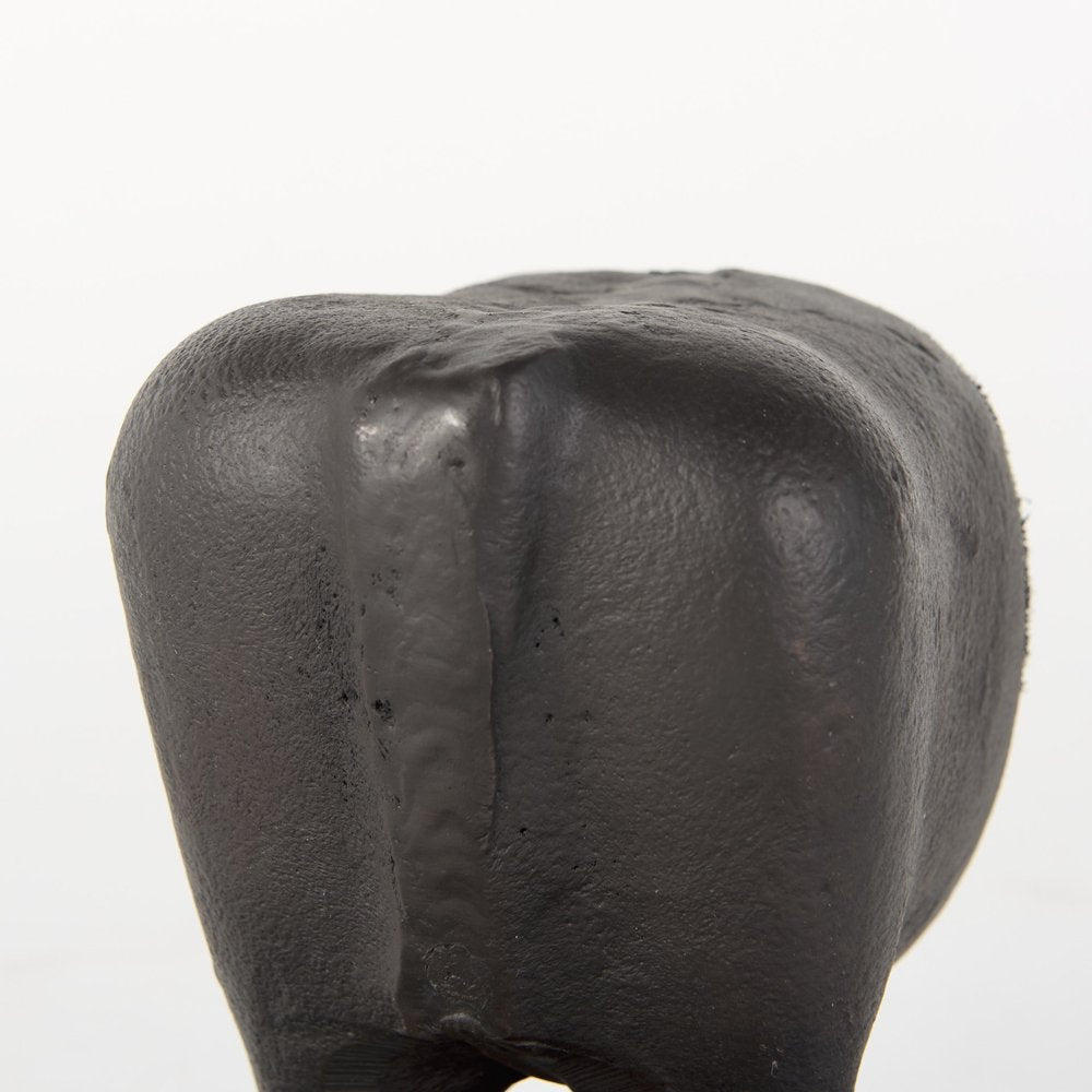 Set of Two 7" Black Fabric Bull Decorative Bookends HomeRoots