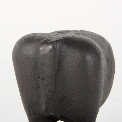 Set of Two 7" Black Fabric Bull Decorative Bookends HomeRoots