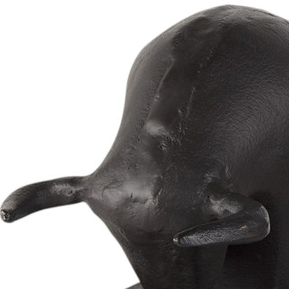 Set of Two 6" Black Metal Bull Decorative Bookends HomeRoots