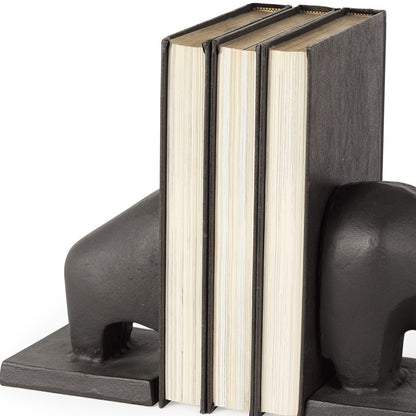 Set of Two 6" Black Metal Bull Decorative Bookends