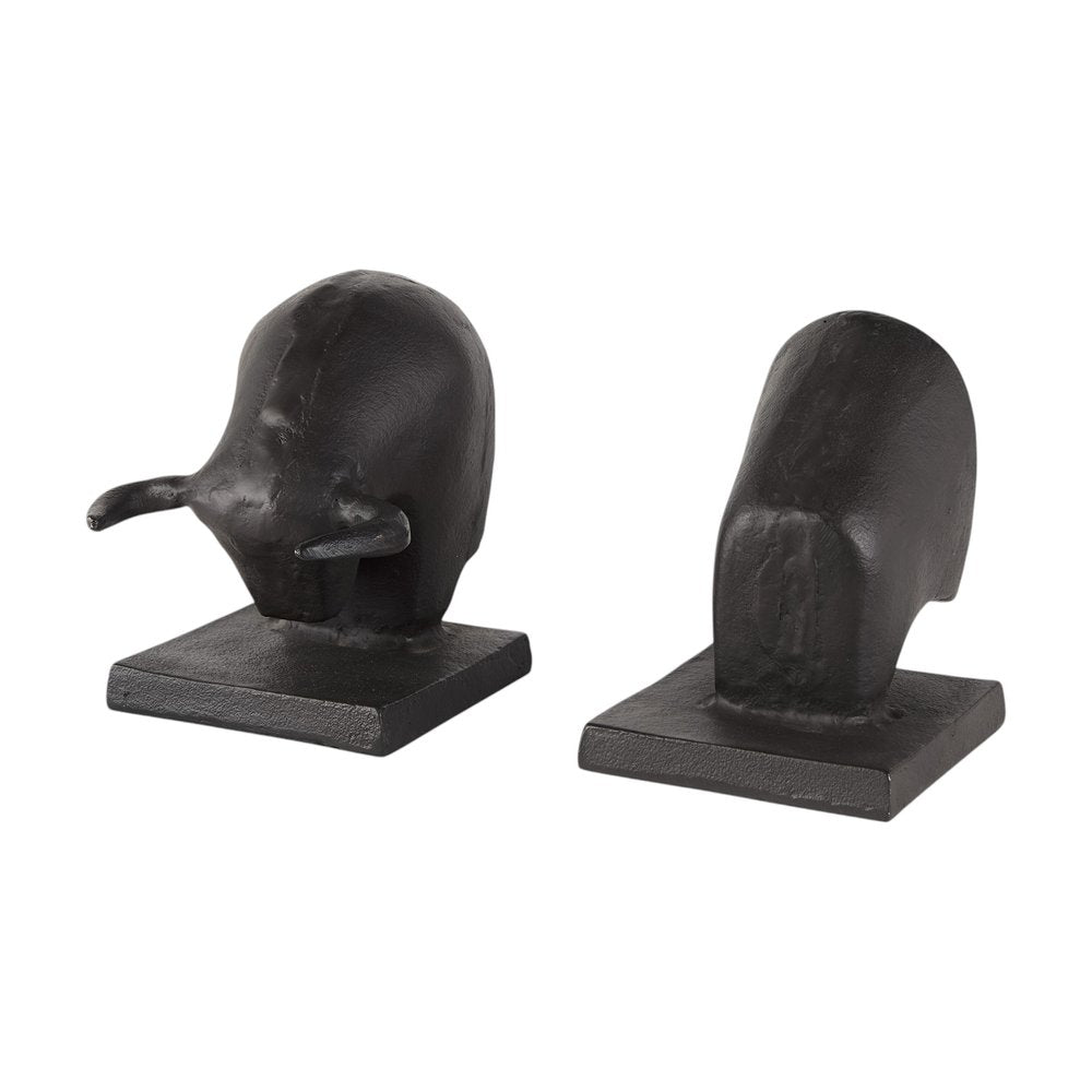 Set of Two 6" Black Metal Bull Decorative Bookends — view 6