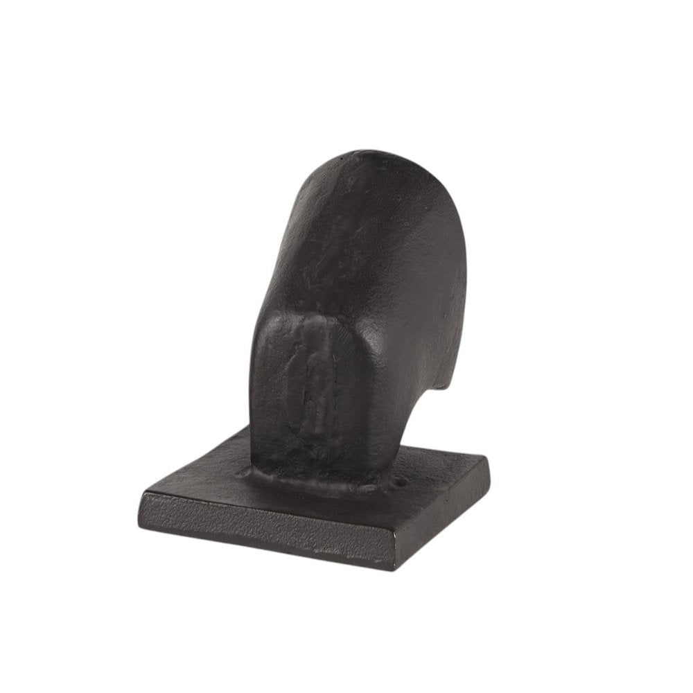 Set of Two 6" Black Metal Bull Decorative Bookends HomeRoots