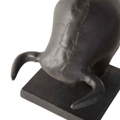 Set of Two 6" Black Metal Bull Decorative Bookends