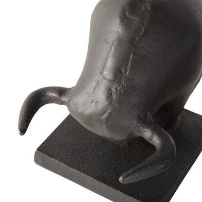 Set of Two 6" Black Metal Bull Decorative Bookends HomeRoots