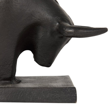 Set of Two 6" Black Metal Bull Decorative Bookends HomeRoots