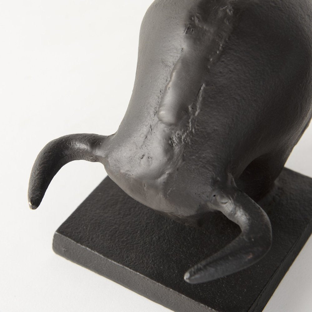Set of Two 6" Black Metal Bull Decorative Bookends — view 3