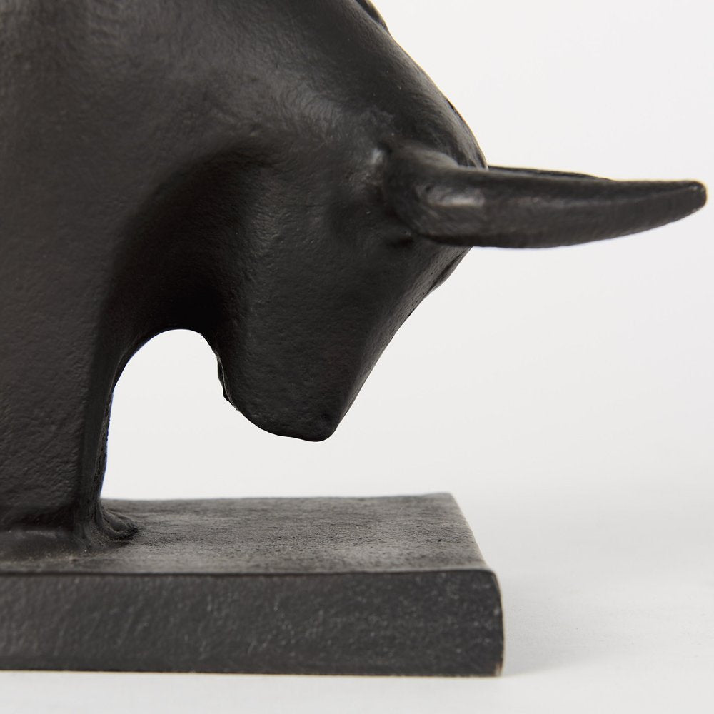 Set of Two 6" Black Metal Bull Decorative Bookends — view 4