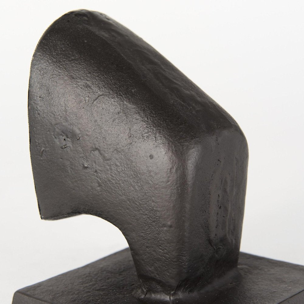 Set of Two 6" Black Metal Bull Decorative Bookends HomeRoots