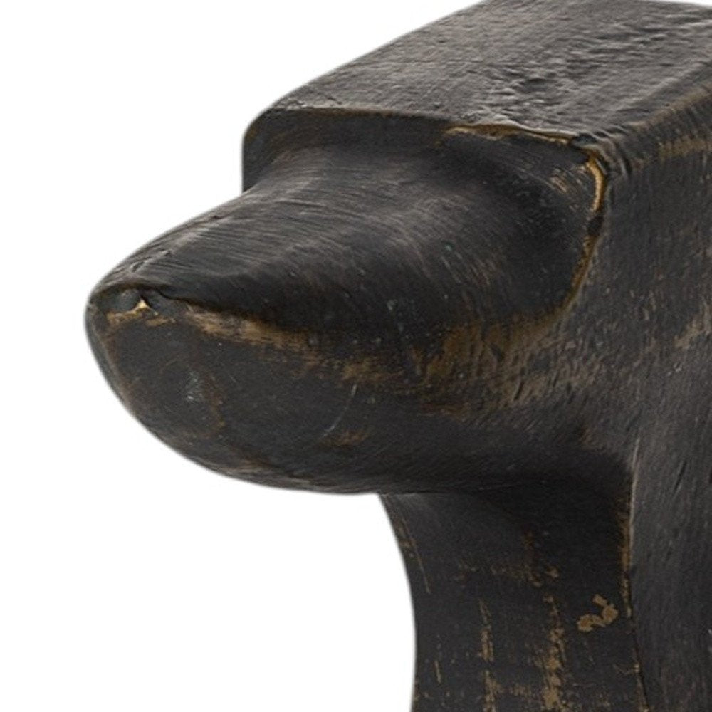Set of Two 6" Black And Gold Polyresin Decorative Bookends HomeRoots