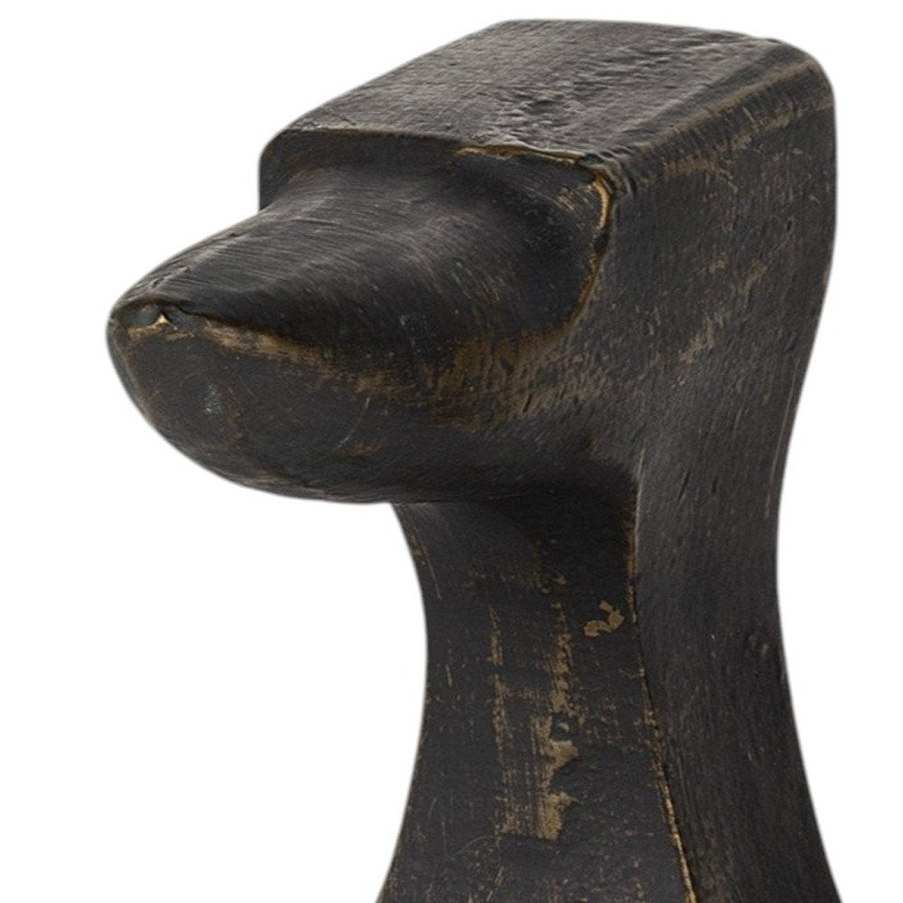 Set of Two 6" Black And Gold Polyresin Decorative Bookends HomeRoots