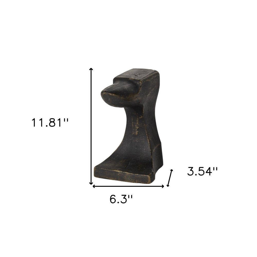 Set of Two 6" Black And Gold Polyresin Decorative Bookends HomeRoots