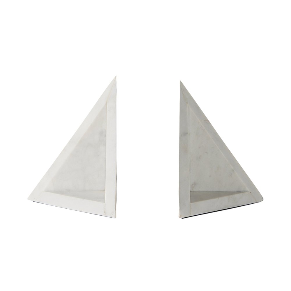 Set of Two White Marble Decorative Bookends HomeRoots