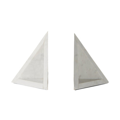 Set of Two White Marble Decorative Bookends HomeRoots