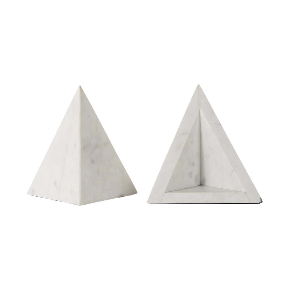 Set of Two White Marble Decorative Bookends HomeRoots